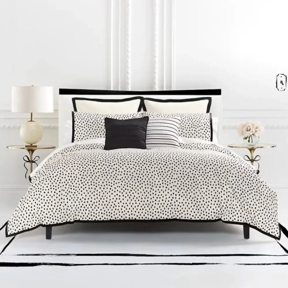 KATE SPADE Black Dots Duvet King Comforter